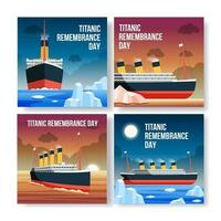 Titanic Erinnerung Tag Sozial Medien einstellen vektor