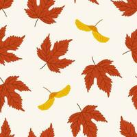 Herbst nahtlos Muster mit Ahorn Blätter und Samen. vektor