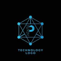 teknologi p brev logotyp vektor
