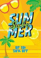 Sommer- Verkauf Flyer retro Illustration vektor