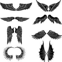 uppsättning av differents vingar silhuett vektor illustration