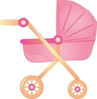 Baby Dusche Rosa Baby Wagen, es ist ein Mädchen. Geschlecht verraten Vektor Abbildungen zum Einladungen, Gruß Karten, Plakate