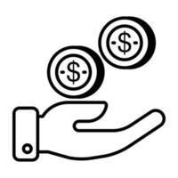 Hand geben Geld Symbol im linear Design vektor