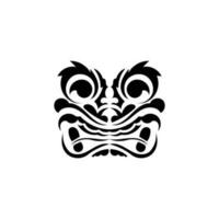 Stammes- Maske. schwarz tätowieren im das Stil von das uralt Stämme. einfach Stil. Vektor Illustration isoliert auf Weiß Hintergrund.