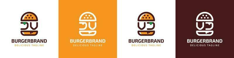 Brief jv und vj Burger Logo, geeignet zum irgendein Geschäft verbunden zu Burger mit jv oder vj Initialen. vektor