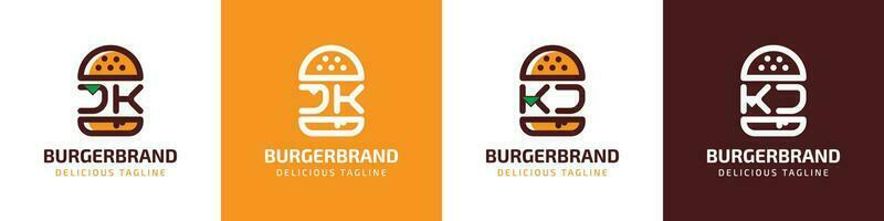 brev jk och kj burger logotyp, lämplig för några företag relaterad till burger med jk eller kj initialer. vektor