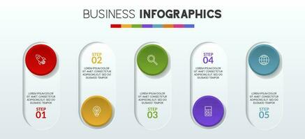 infographics design mall och ikoner med 5 alternativ eller 5 steg vektor