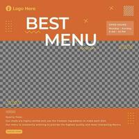 Beste Speisekarte Design Sozial Medien Vorlage zum Restaurant vektor