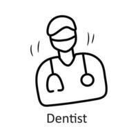 Zahnarzt Vektor Gliederung Symbol Design Illustration. Zahnarzt Symbol auf Weiß Hintergrund eps 10 Datei