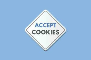 akzeptieren Kekse Text Taste. akzeptieren Kekse Zeichen Symbol Etikette Aufkleber Netz Tasten vektor