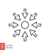 specifika ikon. enkel översikt stil. koncentration, fokus, cirkel, pil, teknologi begrepp. tunn linje symbol. vektor symbol illustration isolerat på vit bakgrund. redigerbar stroke eps 10.