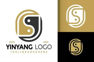 Brief s Yin-Yang Logo Vektor Symbol Illustration