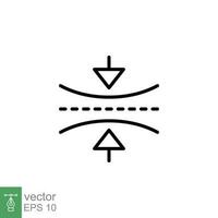 elastisch Material Symbol. einfach Gliederung Stil. weich, Elastizität oder Flexibilität, prallen, flexibel Druck Konzept. dünn Linie Symbol. Vektor Symbol Illustration isoliert auf Weiß Hintergrund. eps 10.