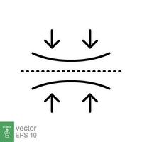 elastisch Material Symbol. einfach Gliederung Stil. weich, Elastizität oder Flexibilität, prallen, flexibel Druck Konzept. dünn Linie Symbol. Vektor Symbol Illustration isoliert auf Weiß Hintergrund. eps 10.