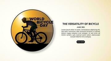 värld cykel dag bakgrund med en silhuett cyklist vektor