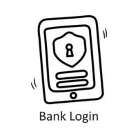 Bank Anmeldung Vektor Gliederung Symbol Design Illustration. Sicherheit Symbol auf Weiß Hintergrund eps 10 Datei
