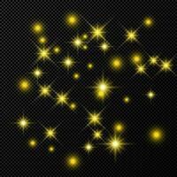 Gold Hintergrund mit Sterne und Staub funkelt isoliert auf dunkel vektor
