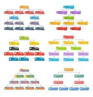 uppsättning av sex färgrik företag strukturera begrepp, företags- organisation Diagram schema med människor ikoner. vektor illustration.