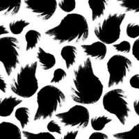 sömlös mönster med svart penseldrag i abstrakt former på vit bakgrund. abstrakt bläck grunge textur. vektor illustration