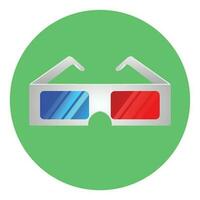 Brille zum 3d Film Symbol. bewirken 3d Kino Film und Vision dimensional Unterhaltung. Vektor eben Design Illustration