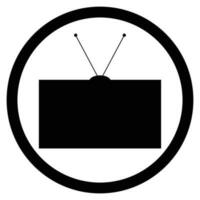 TV ikon svart vit. tv och TV skärm, tittar på TV och TV ikon, gammal TV eller retro tv. TV elektronisk tv skärm och teknologi visa Utrustning. vektor platt design illustration