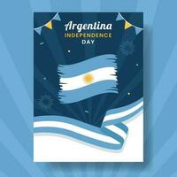 Argentinien Unabhängigkeit Tag Vertikale Poster eben Karikatur Hand gezeichnet Vorlagen Hintergrund Illustration vektor