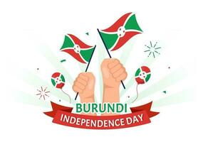 Burundi Unabhängigkeit Tag auf 1 Juli Vektor Illustration mit Flagge Band im National Urlaub eben Karikatur Hand gezeichnet Landung Seite Vorlagen