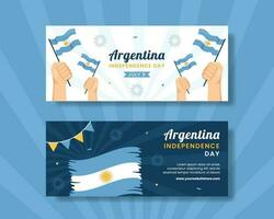 Argentinien Unabhängigkeit Tag horizontal Banner Karikatur Hand gezeichnet Vorlagen Hintergrund Illustration vektor