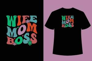 vågig retro mamma t-shirt design, typografi t-shirt design, bäst mamma t-shirt design vektor