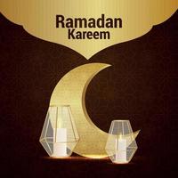 goldenes Mustermond mit Kristalllaterne für Ramadan kareem Einladungskarte vektor