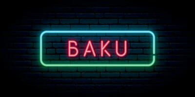 Baku Neon- unterzeichnen. hell Licht Schild. vektor