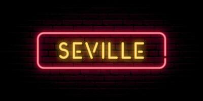 sevilla neon tecken. ljus ljus skylt. vektor