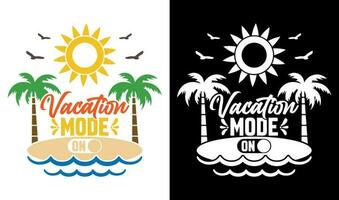 Ferien Modus auf Vektor druckbar Clip Art Sommer- Strand Zitat Vektor