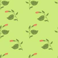 nahtlos Muster mit Grün Blätter auf Grün Hintergrund. Hand gezeichnet Gekritzel Textur zum Textil, Verpackung Papier vektor