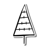 triangel- jul träd på vit silhuett och grå skugga. vektor illustration för dekoration eller några design.