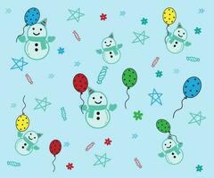 bunt Weihnachten Muster Vektor Illustration mit Schneemann, Luftballons und andere Ornamente.