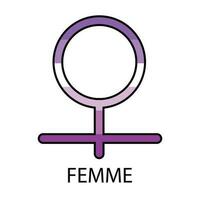 Geschlecht Symbol von femme im Stolz Farben vektor