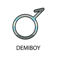 kön symbol av demiboy i stolthet färger vektor