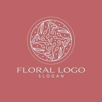 blommig vektor logotyp design. blommor och löv emblem. kosmetika logotyp mall.