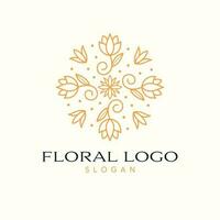 Blumen- Vektor Logo Design. Blumen und Blätter Emblem. Kosmetika Logo Vorlage.