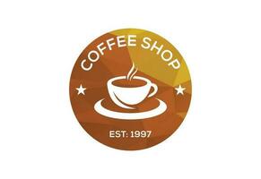 niedrig poly und Kaffee Geschäft, Restaurant Logo Design Vektor Design Konzept Cafe, Logo