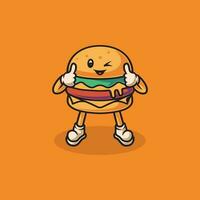 süß glücklich Burger Karikatur Illustration vektor