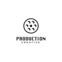 kreativ Mond Film Logo, rollen Film im Mond Silhouette Logo Design Vektor Illustration Idee