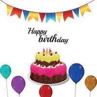 Vektorillustration von Kuchen und Ballon für alles Gute zum Geburtstag auf weißem Hintergrund vektor