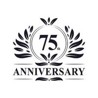 Feier zum 75-jährigen Jubiläum, luxuriöses Logo-Design zum 75-jährigen Jubiläum. vektor