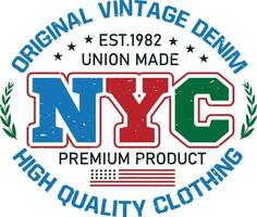 Original Jahrgang Denim 1982 Union gemacht, nyc Prämie Produkt hohe Qualität Kleidung T-Shirt Designoriginal Jahrgang Denim 1982 Union gemacht, nyc Prämie Produkt hoch Qualität Kleidung T-Shirt Design vektor