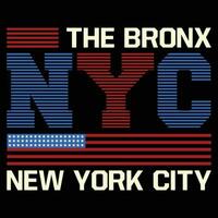 de bronx ncy, ny york stad t-shirt design vektor