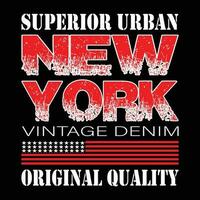 överlägsen urban ny york årgång denim original- kvalitet t-shirt design vektor