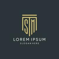 sm Monogramm mit modern und Luxus Schild gestalten Design Stil vektor