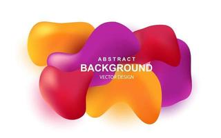 färgglad abstrakt bakgrund med mångfärgade 3d-objekt glänsande röda orange och lila realistiska element vektor